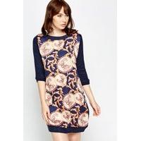 contrast ornate front shift dress