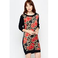 contrast ornate front shift dress