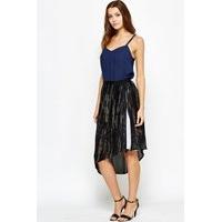 Contrast Insert Asymmetric Skirt