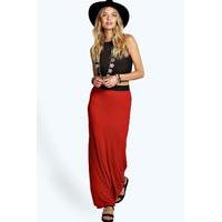 contrast waist maxi skirt rust