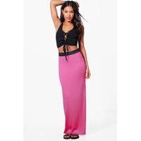 Contrast Waistband Jersey Maxi Skirt - pink