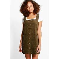 Cord Pocket Pinafore Dress - khaki