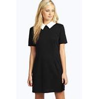 Contrast Collar Dress - black