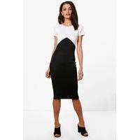 Colour Block Midi Dress - ivory