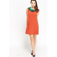 contrast layered collar shift dress