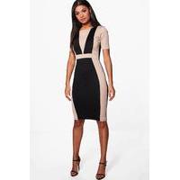 Contrast Midi Dress - black