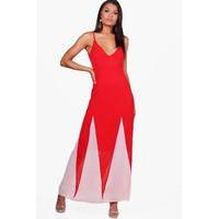 Colour Block Maxi Dress - red