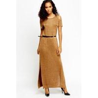 Cold Sleeves Belted Maxi Dress