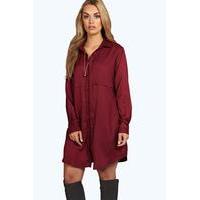 Collette Woven Shirt Dress - berry