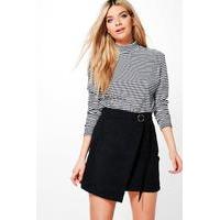 Cord Asymetric Mini Skirt - black