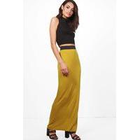 contrast waist maxi skirt olive