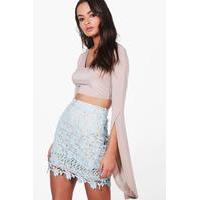 contrast lining crochet lace mini skirt sky