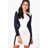 Contrast Tailored Dress - navy