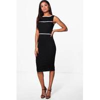 Contrast Trim Tailored Dress - black