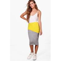 Colour Block Midi Dress - yellow