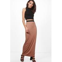 contrast waist maxi skirt camel