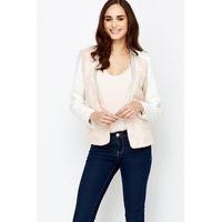 Cotton Blend Contrast Sleeve Jacket