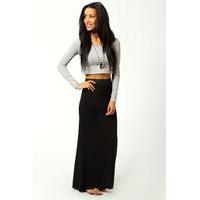 contrast waistband jersey maxi skirt black