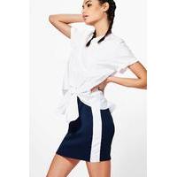 Contrast Side Stripe Mini Skirt - navy