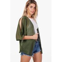 Cold Shoulder Kimono - khaki