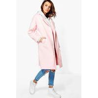 Collarless Wool Look Coat - pink