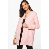 Collarless Edge To Edge Blazer - blush