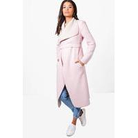 Contrast Wool Coat With D-Ring Fasten - pink