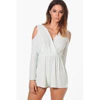 cold shoulder slinky playsuit mint