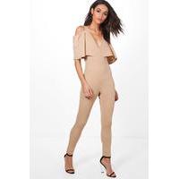 Cold Shoulder Crepe Jumpsuit - stone