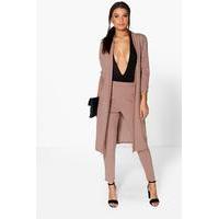 Collarless Scuba Crepe Duster - mocha