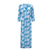 Cotton Voile Beach Maxi (Blue Palm Print / 08)