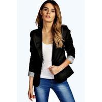 colour block blazer black