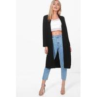 Collarless Woven Duster - black