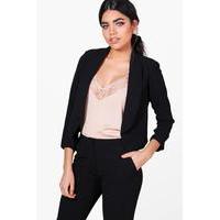 Collared Lined Woven Tailored Blazer - black