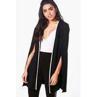 contrast longline tailored crepe cape black