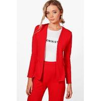 Collarless Blazer - red