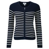 Cotton Zip Cardigan (Navy/Ecru / 16)