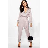 Contrast Piping Pyjama Style Jumpsuit - mauve