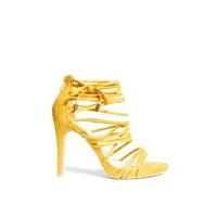 cora yellow multi strap bow heels