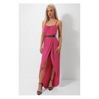 coco pink wrap front maxi dress