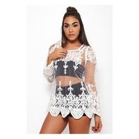 Cornella White Crochet Tunic