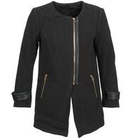 color block adison womens coat in black