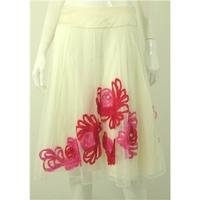 Coast Size 12 White And Tonal Pinks Floral Embellished Skirt