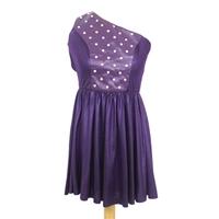 Coco\'s Fortune Size 8 Purple Studded Rock Chick Mini Dress with faux leather panel