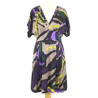 Coast Size 12 Abstract Pattern SIlk Dress in purple, mink and forest green