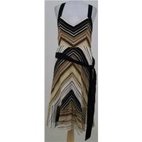 Coast, size 12, brown, black & cream chevron print dress