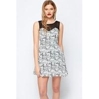 Contrast Graphic Tea Dress