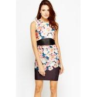 Contrast Trim Floral Pencil Dress