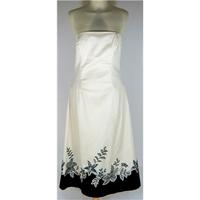 Coast strapless dress in cream & black, UK size 10