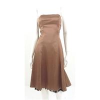 Coast Size 10 Iridescent Coffee Brown Strapless Summer Dress with Beaded Lace Hem